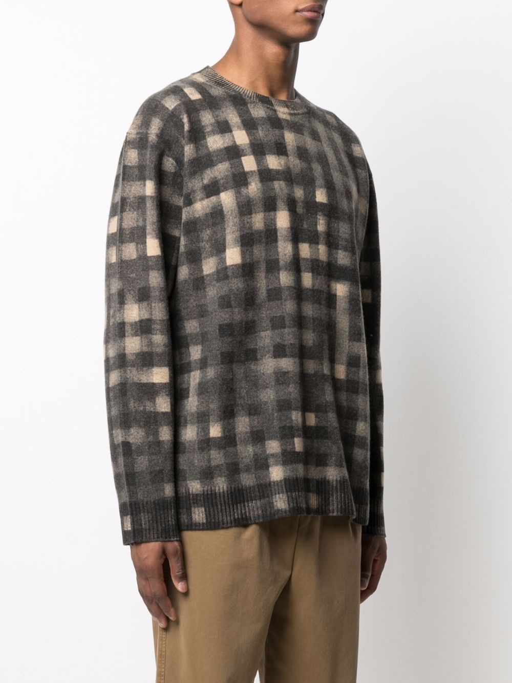 checked wool jumper - 3