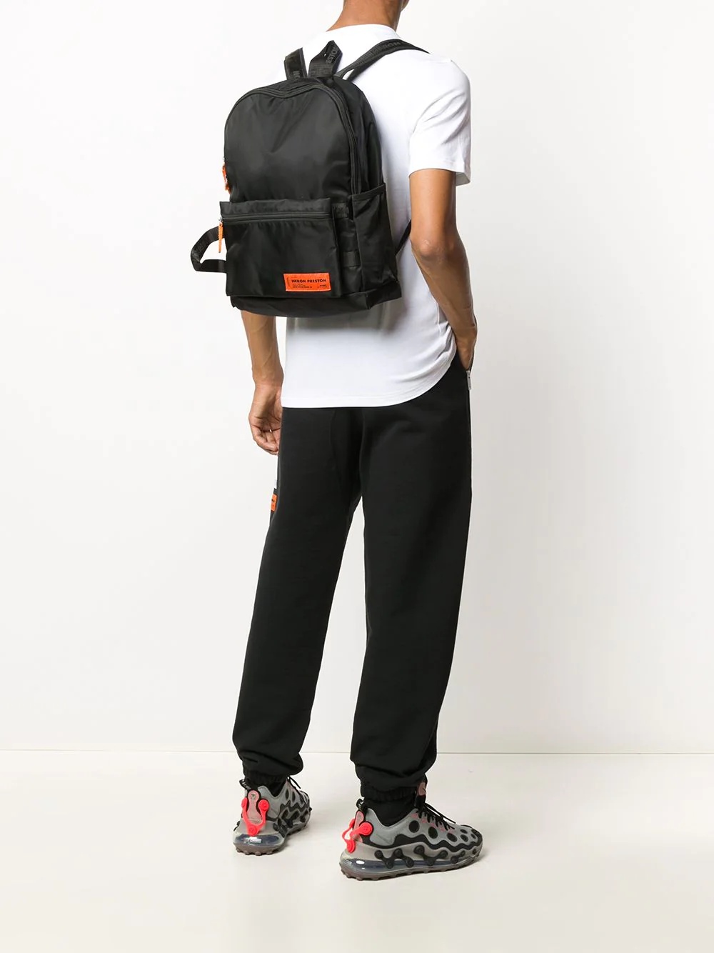 logo patch top handle backpack - 2