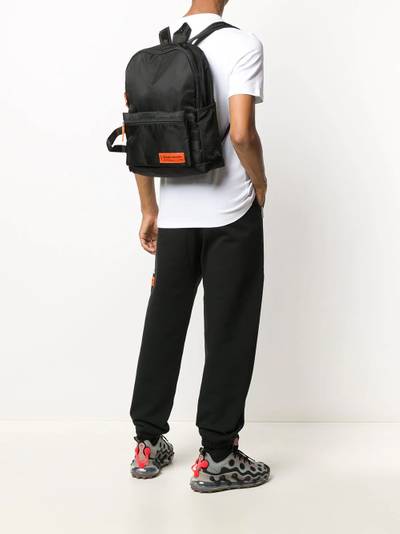 Heron Preston logo patch top handle backpack outlook