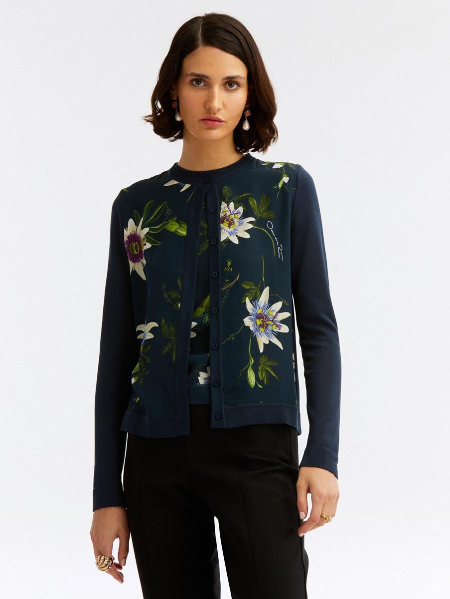 PASSIONFLOWER SILK INSET CARDIGAN - 1