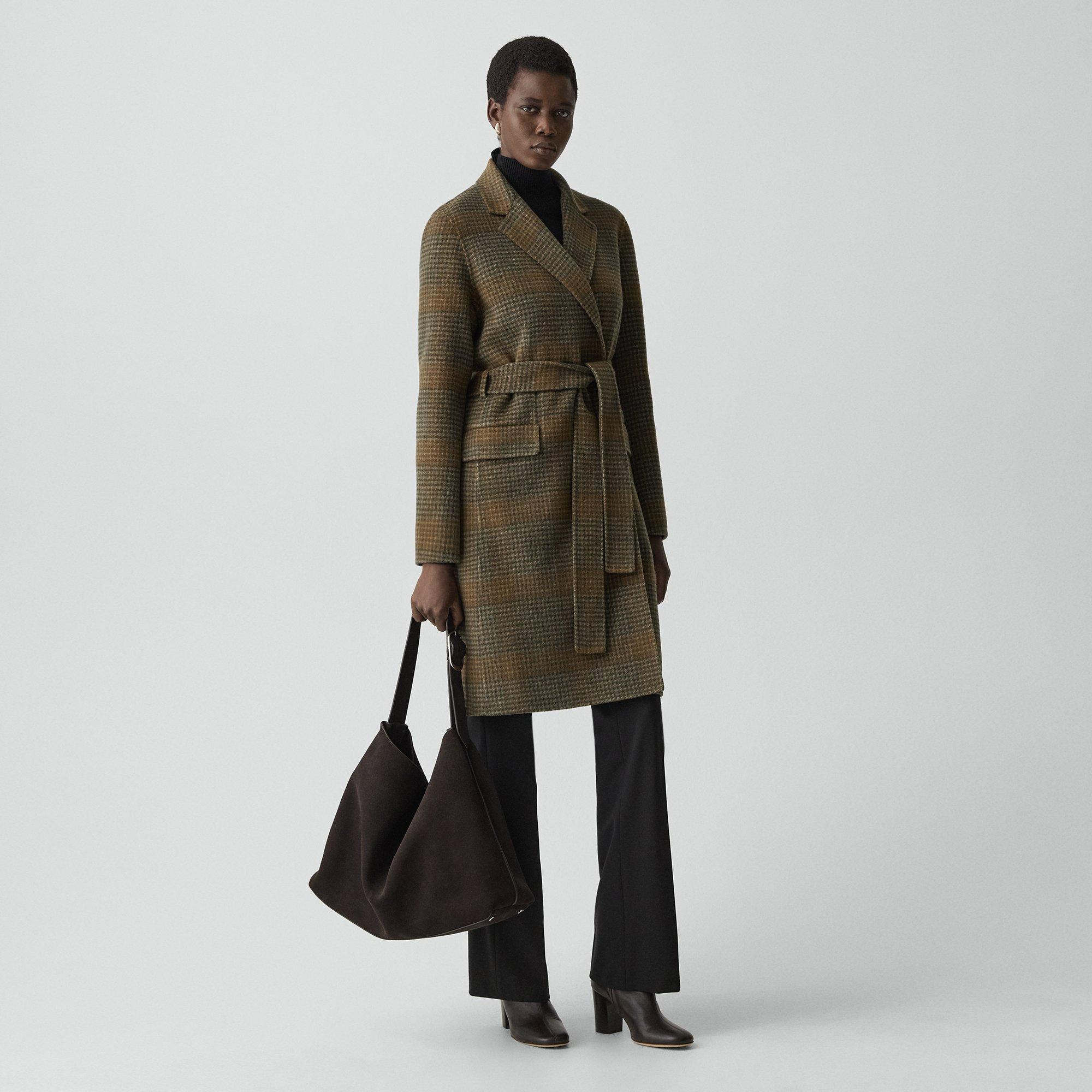 Belted Coat in Plaid Wool-Cashmere - 3