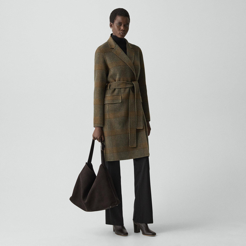 Belted Coat in Plaid Wool-Cashmere 3