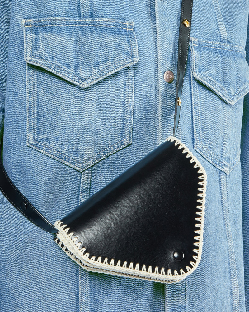 THE TRIANGLE BAG MINI - Patent alt-nappa shoulder bag - Black/creme 6