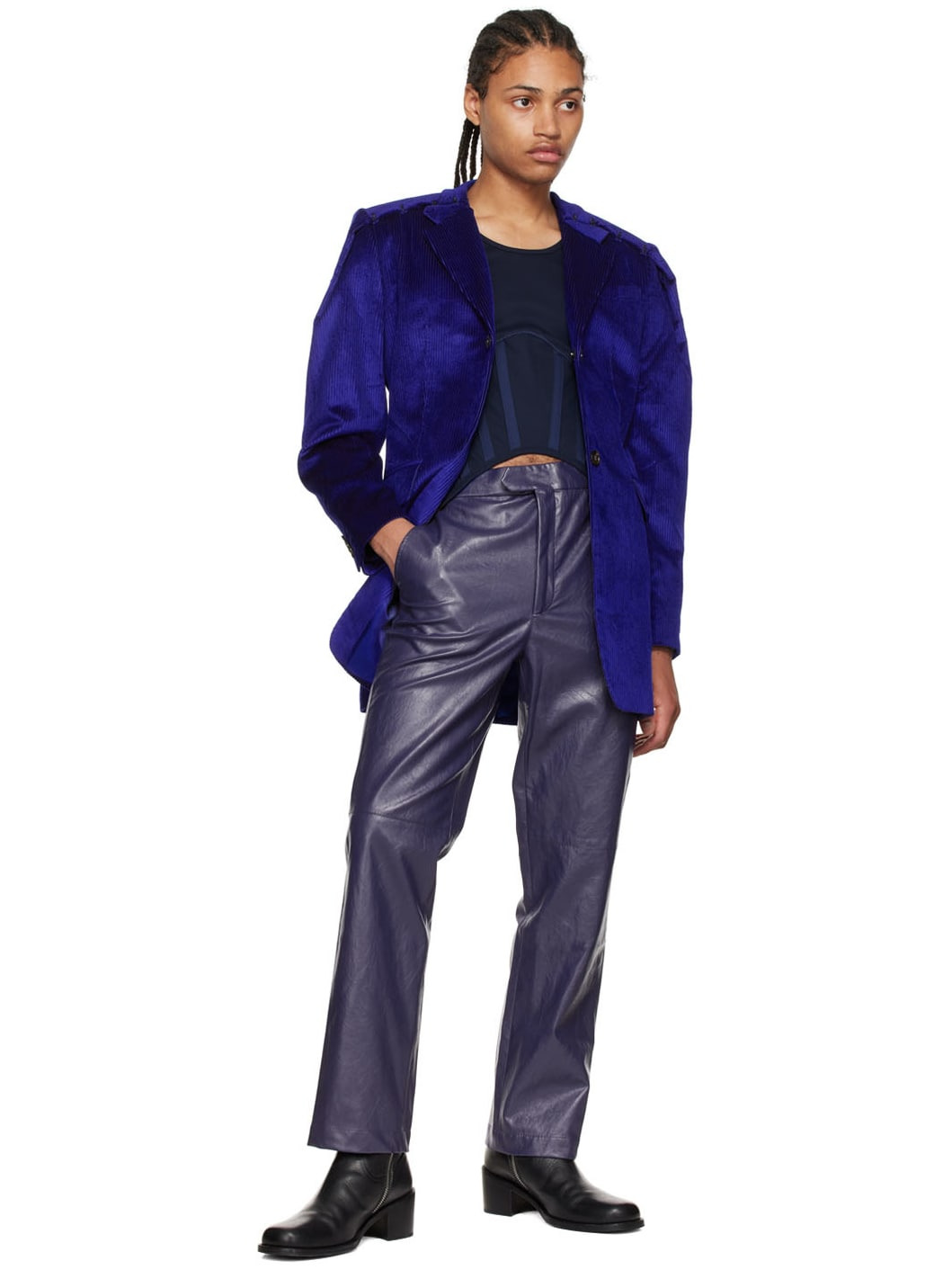 Purple Cotton Blazer - 4