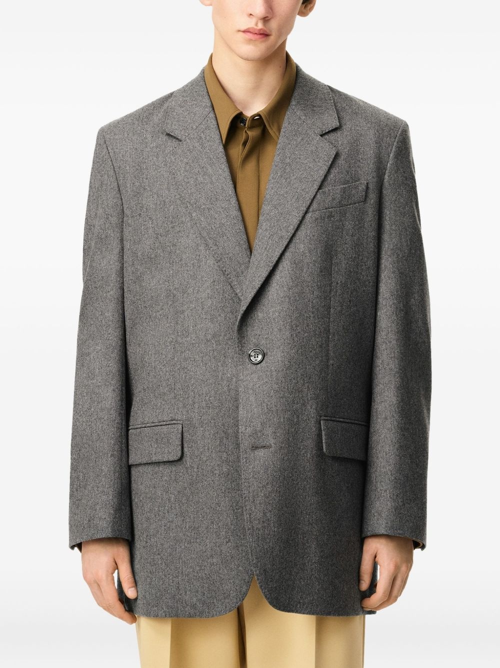 mélange-effect wool blazer - 5