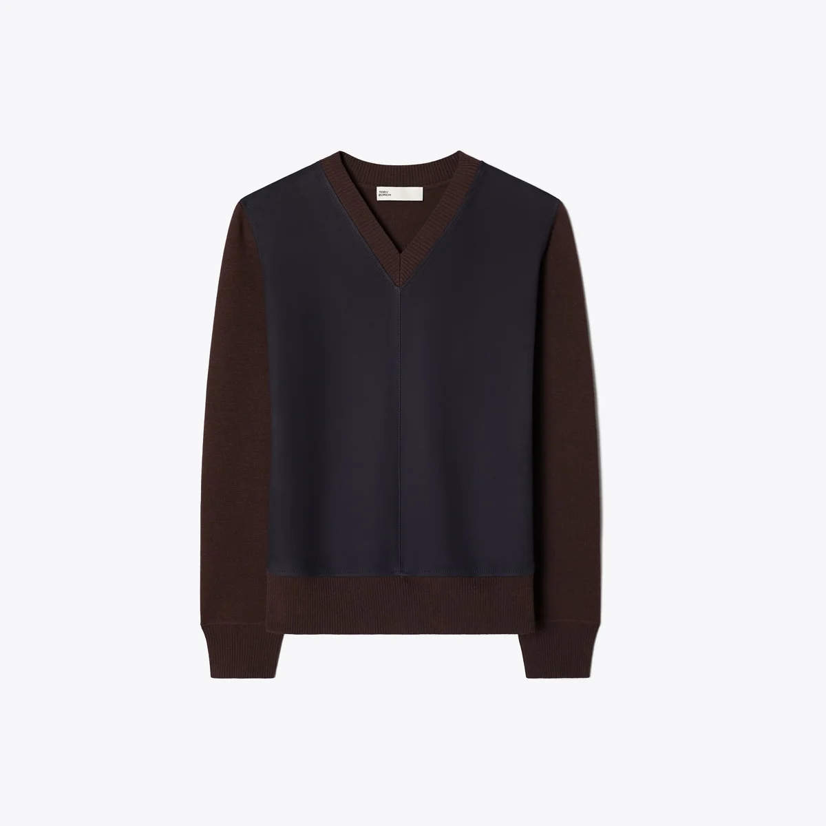 Suede Front Wool Sweater - 1