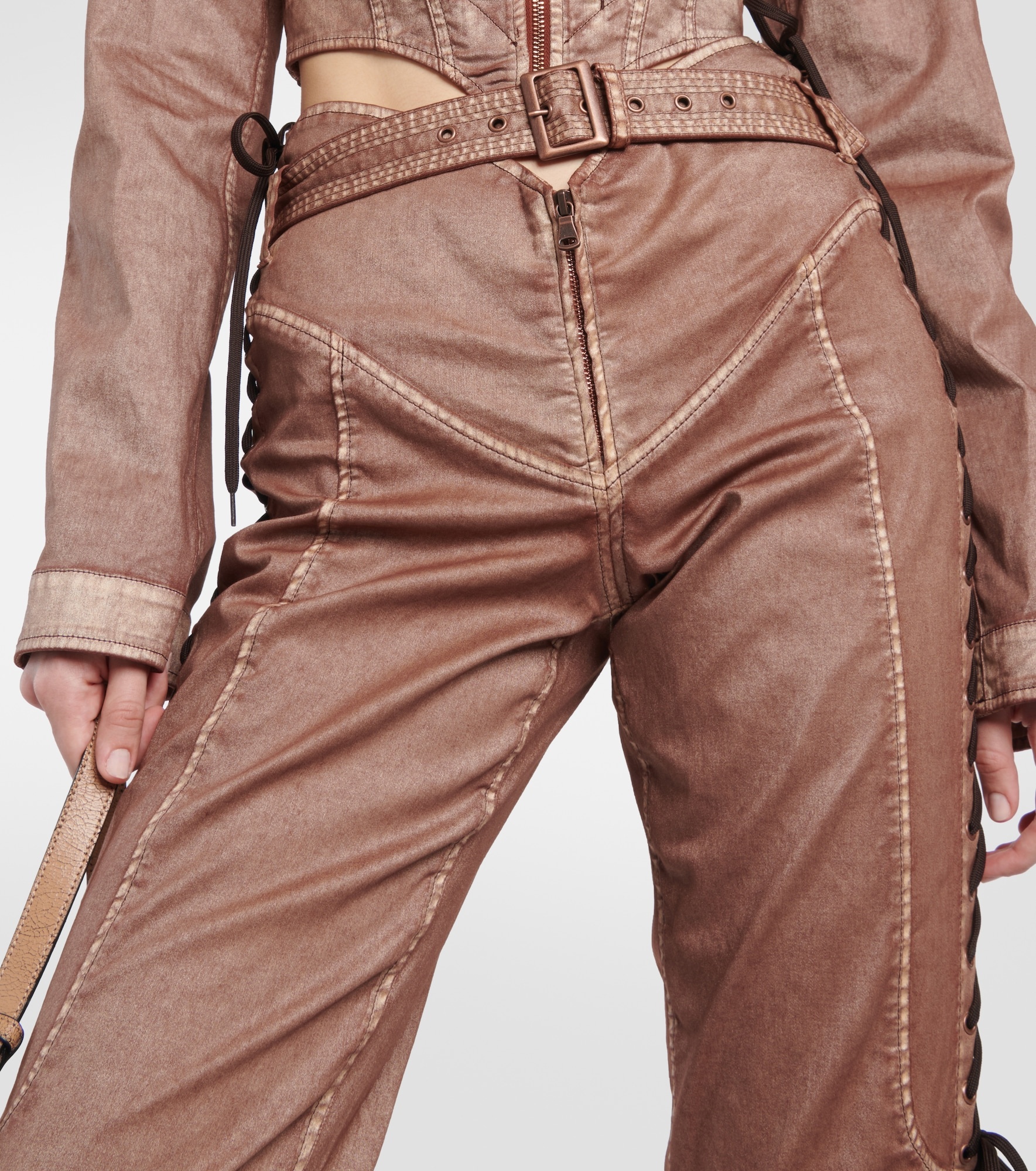 x KNWLS low-rise denim corset pants - 4