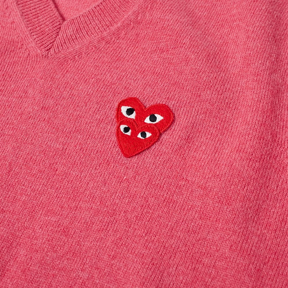 Comme des Garcons Play Overlapping Heart V-Neck Jumper - 2