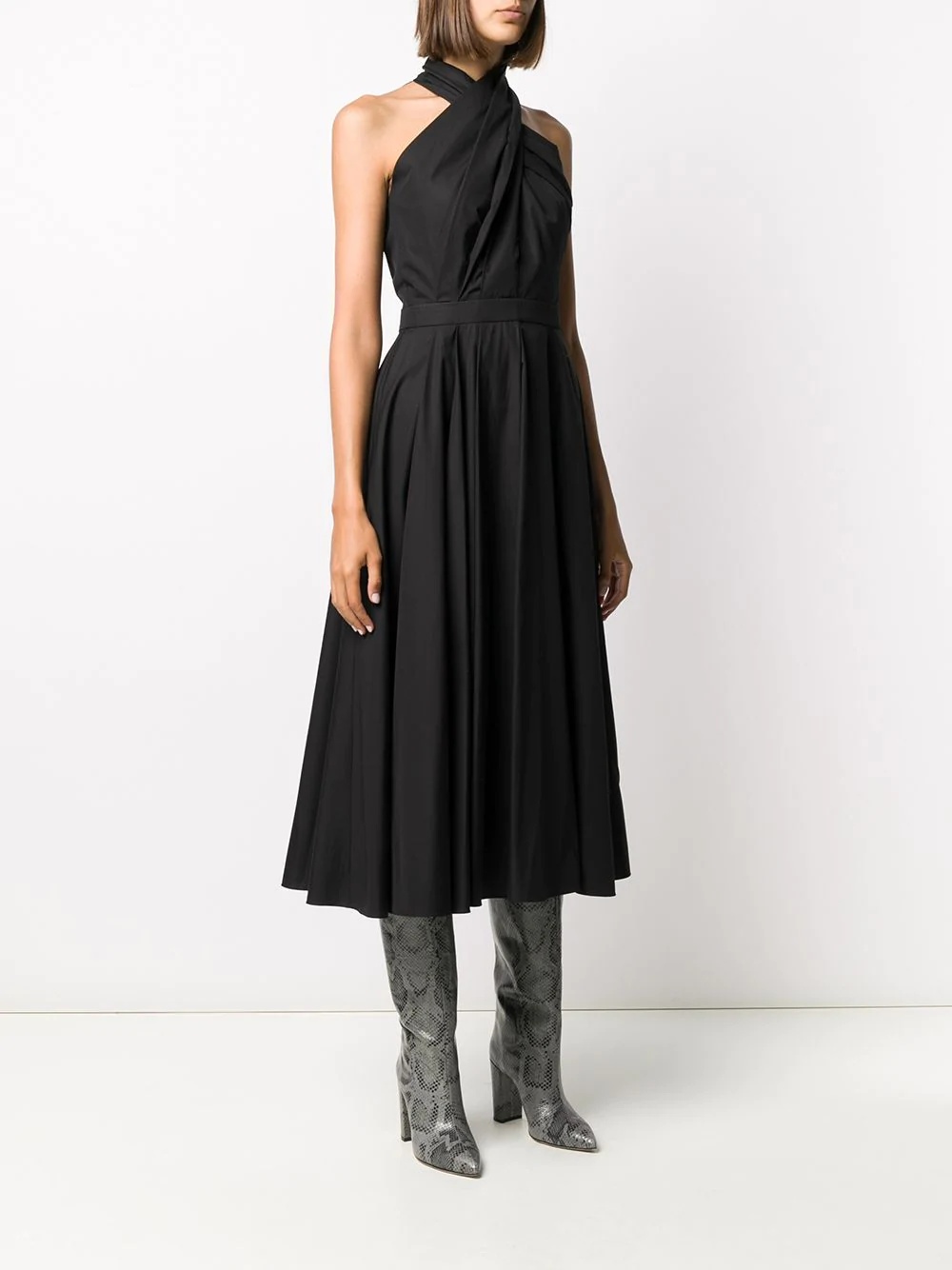 crossover neck midi dress - 3