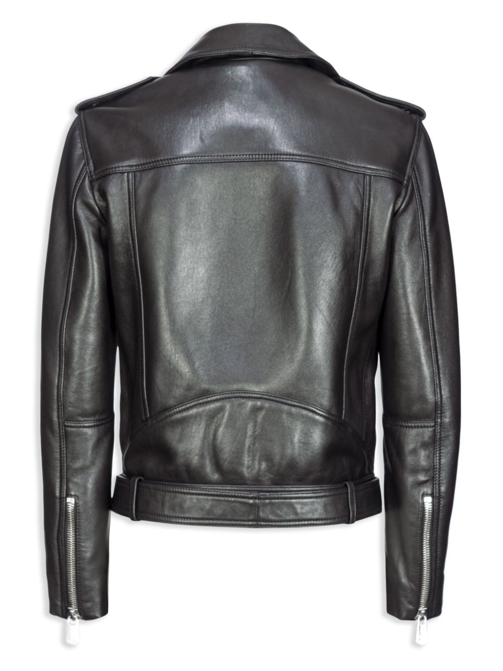 belted leather biker jacket - 2
