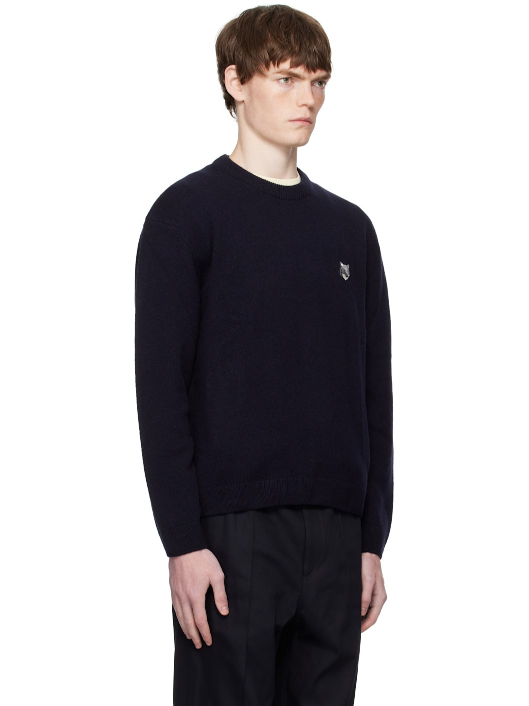 Navy Fox Head Lambswool Comfort Sweater - 2