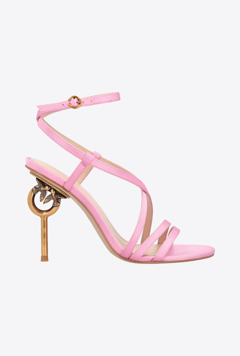 LOVE BIRDS HEELED SATIN SANDALS 1