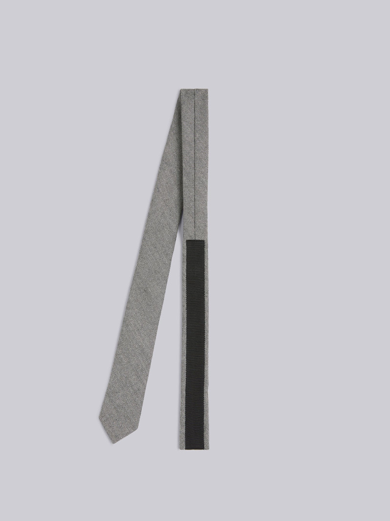 Black and White Herringbone Wool Classic Tie 3