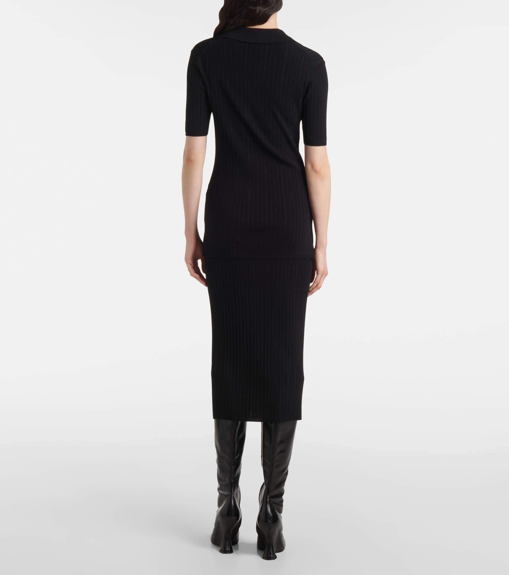 Ribbed-knit polo shirt - 3
