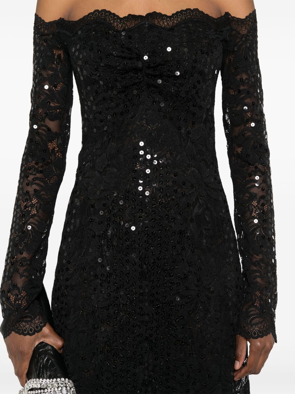 sequin-embroidered lace maxi dress - 5