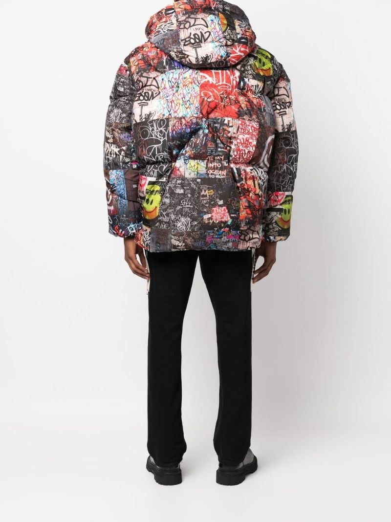 graffiti-print hooded puffer jacket - 4