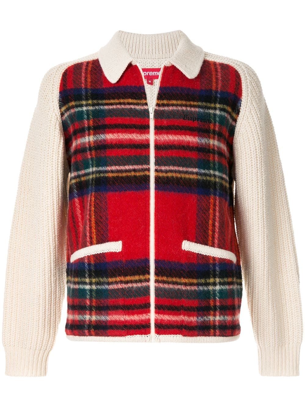 plaid front zip-up jumper - 1