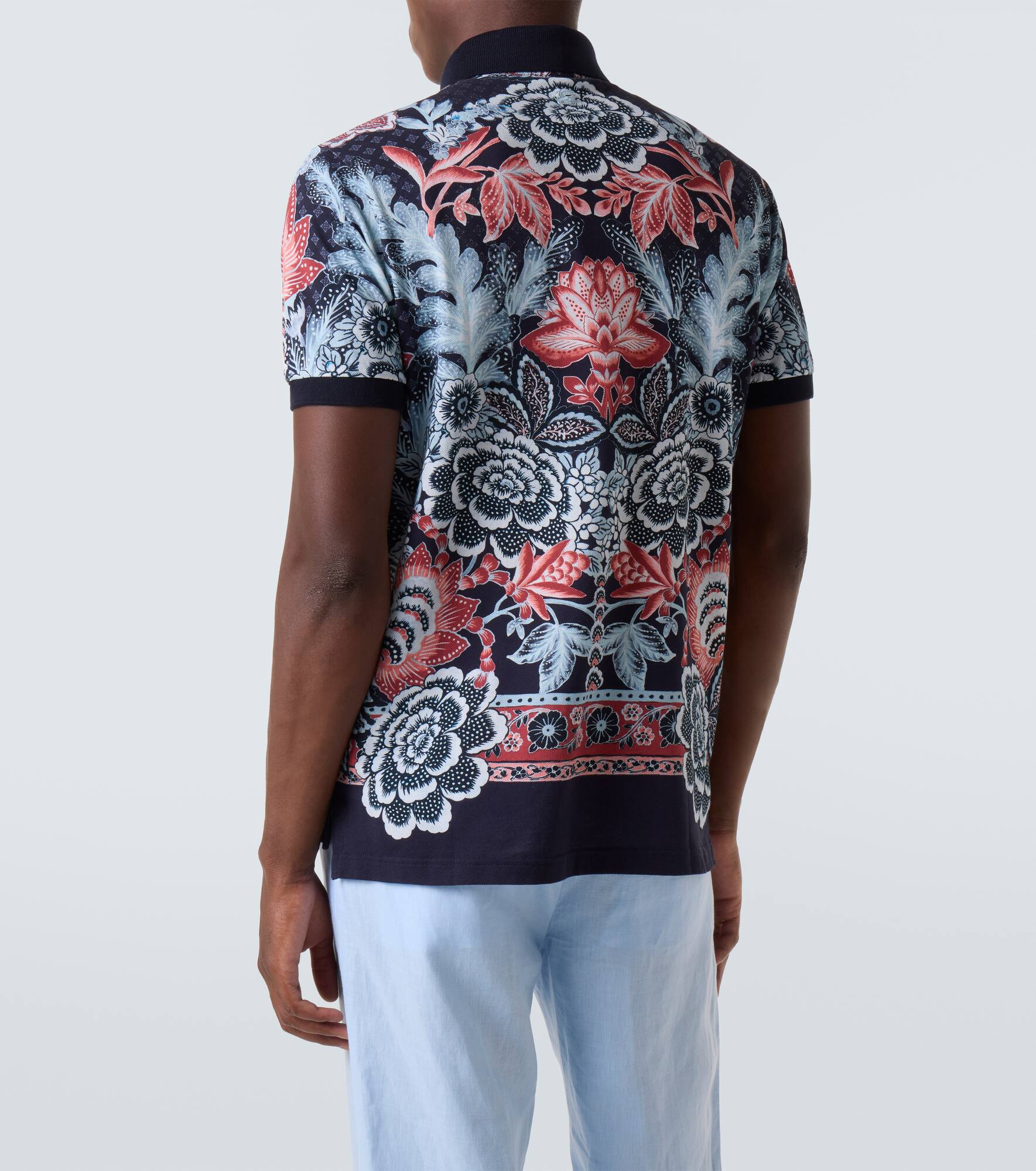 Paisley cotton piqué polo shirt - 4