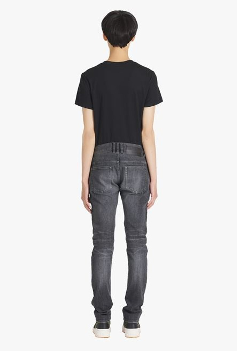 Slim cut ripped 검정 faded 면 청바지 3
