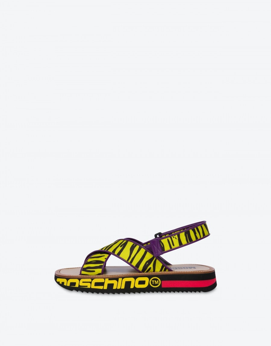 TIGER PRINT NYLON SANDALS - 2