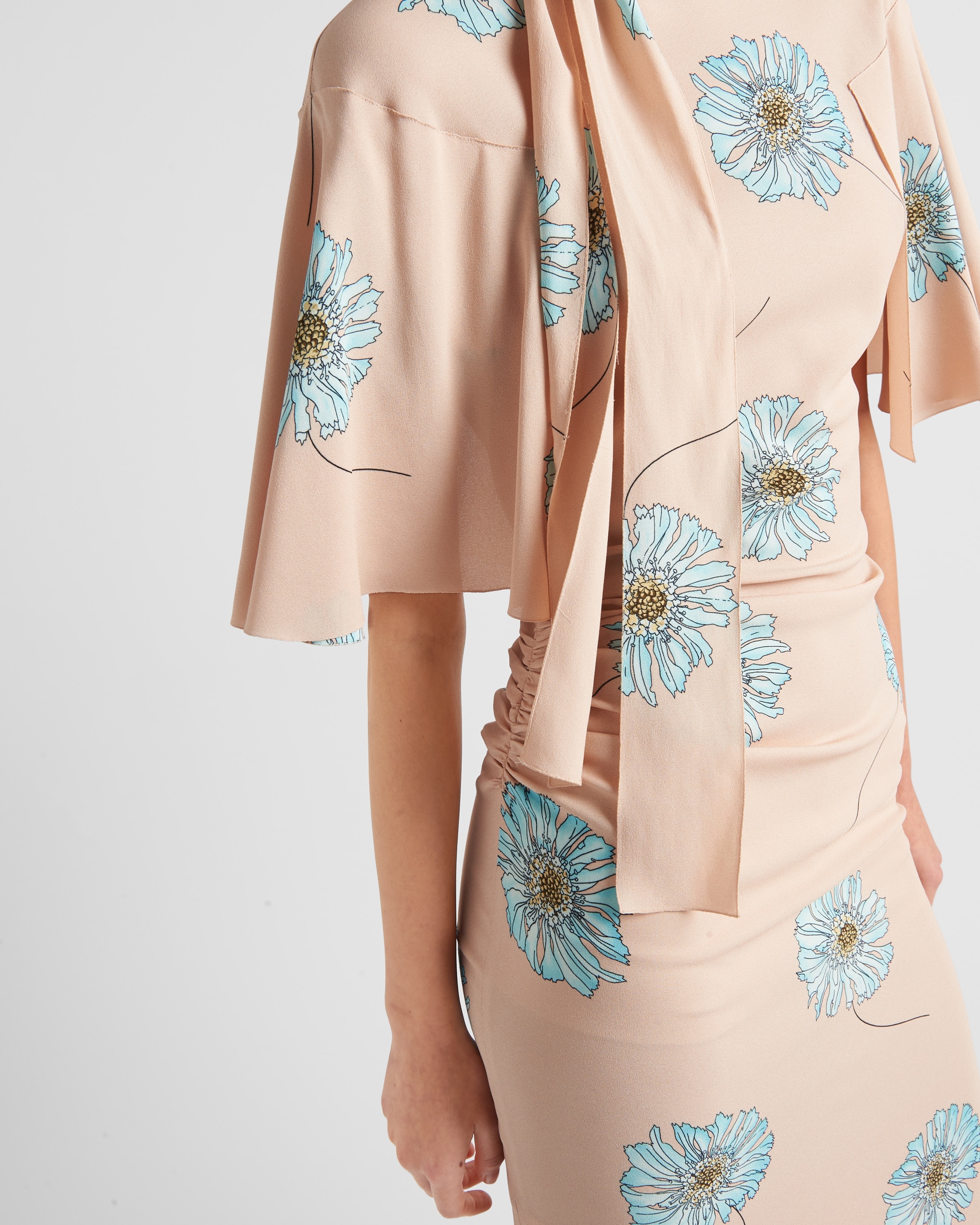 Printed sablé dress with scarf collar - 3