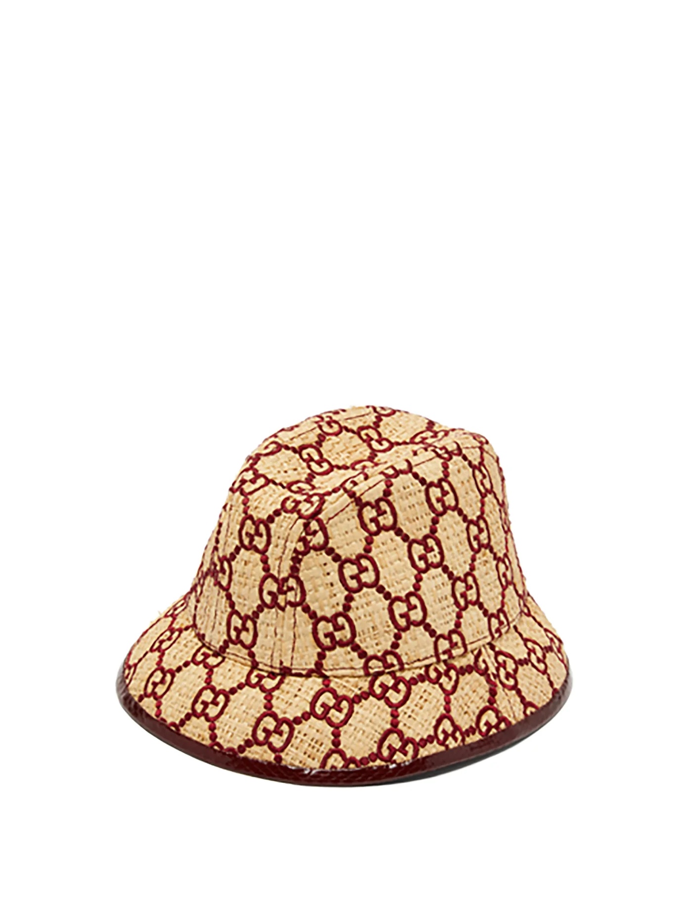 Snakeskin-trimmed GG-embroidered raffia fedora - 1