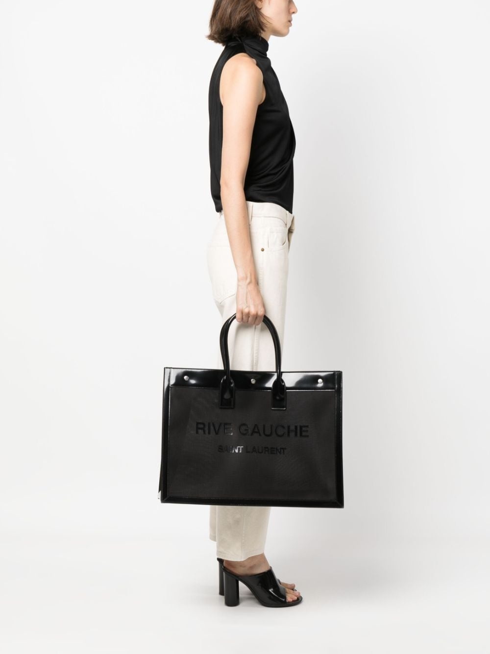 saint laurent rive gauche Beige Sea Salt Small tote bag