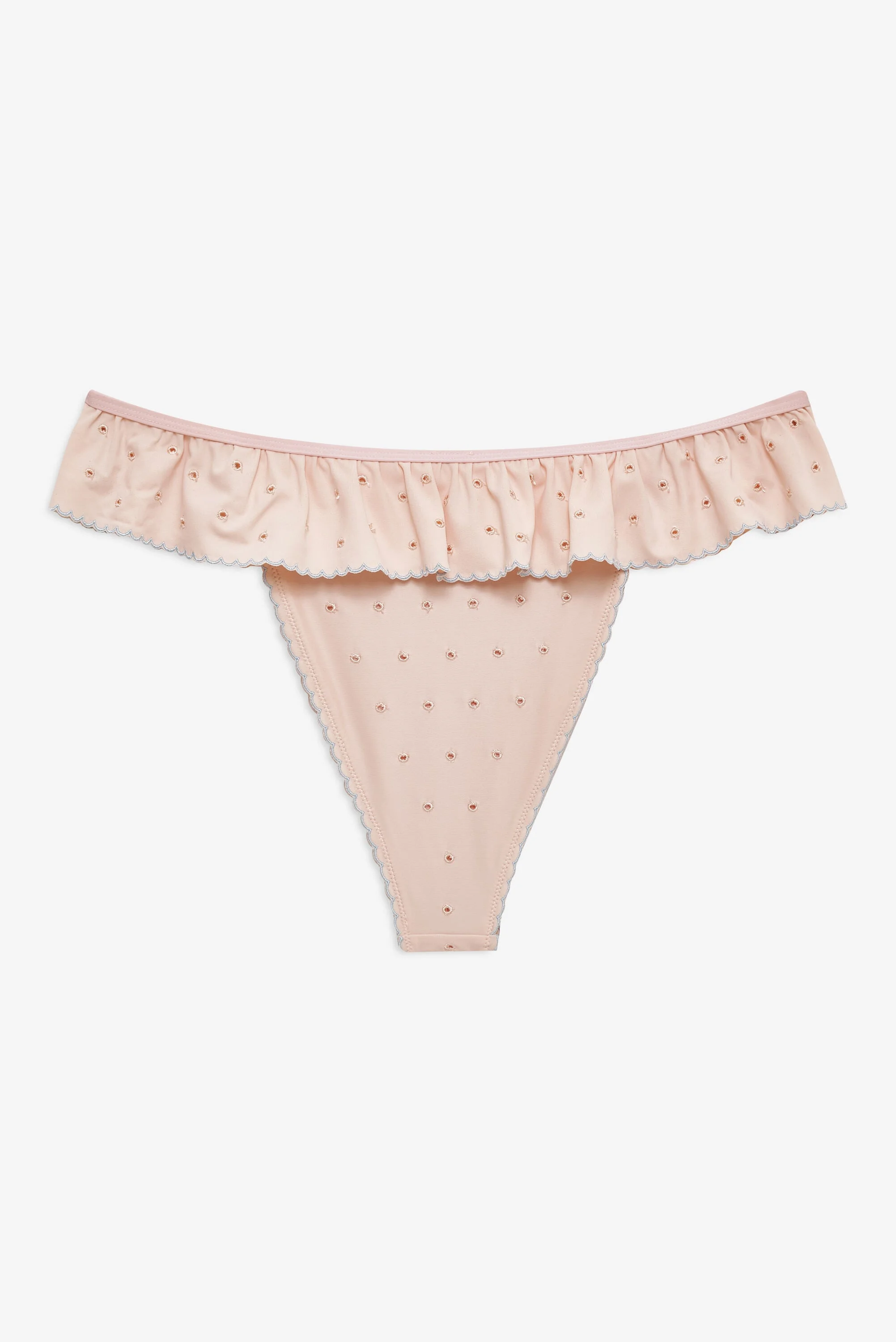 Eyelet Dot Ruffle Bikini Top - 1