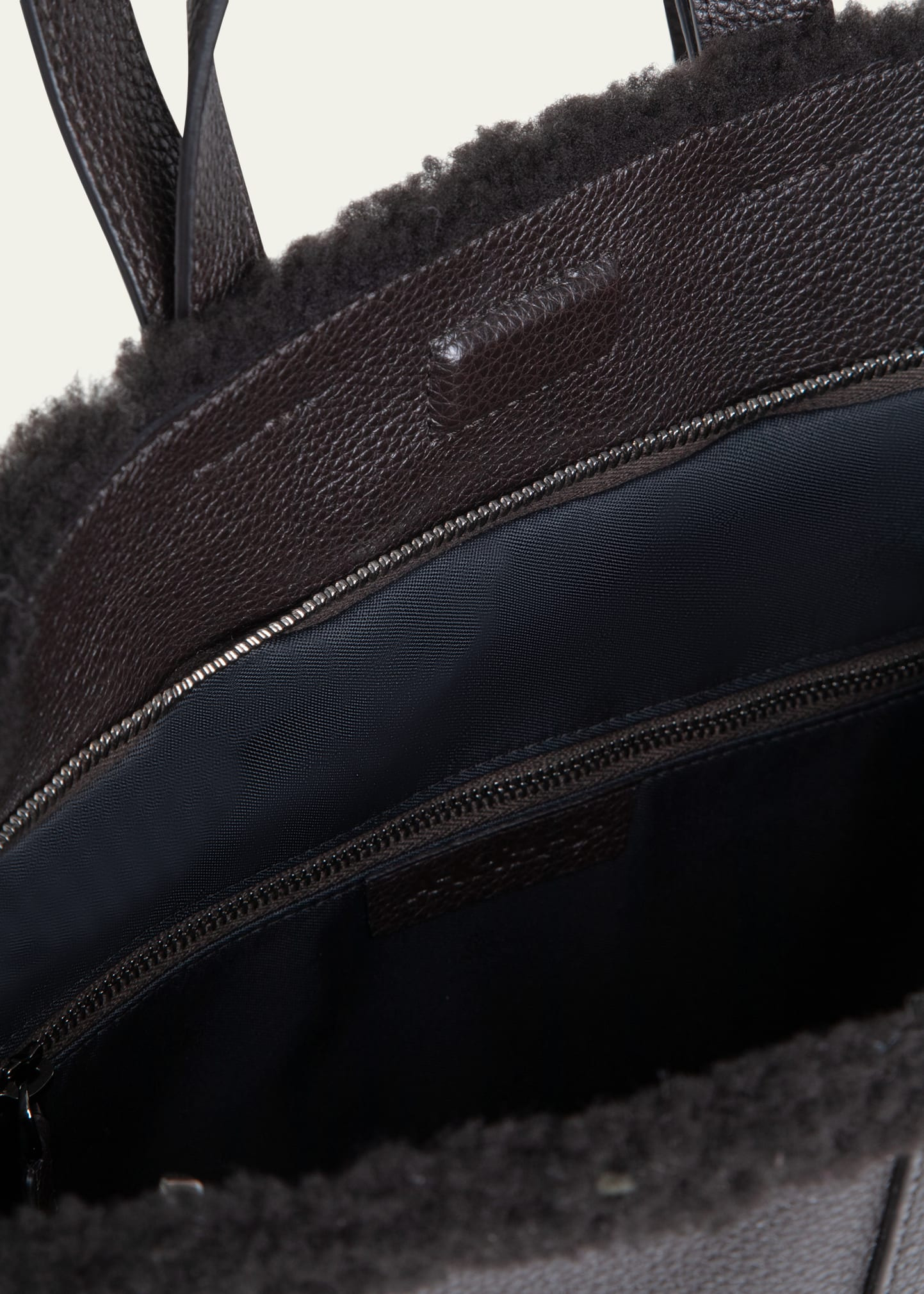 Ai Medium Sheep Shearling and Leather Backpack - 3