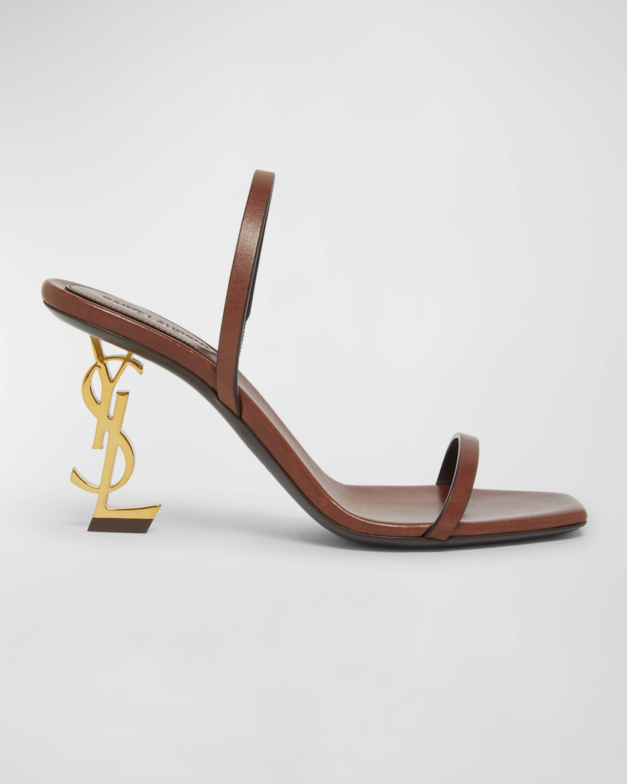 Opyum Leather YSL-Heel Slide Sandals - 1
