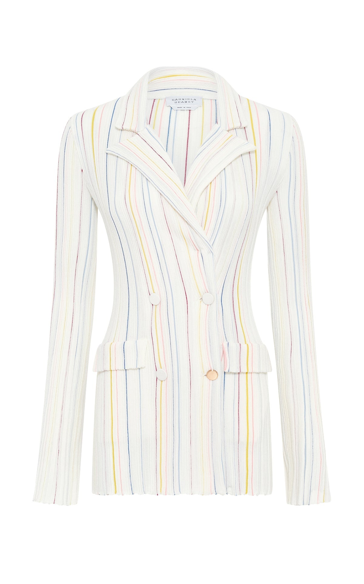 Ceres Pinstripe Knit Jacket in Ivory Multi Merino Wool - 1