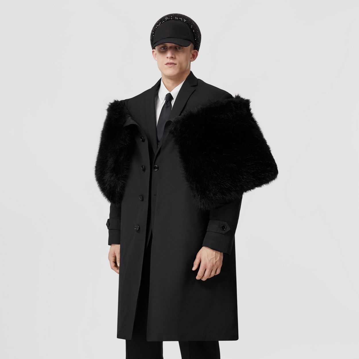 Faux Fur Trim Nylon Reconstructed Car Coat - 7