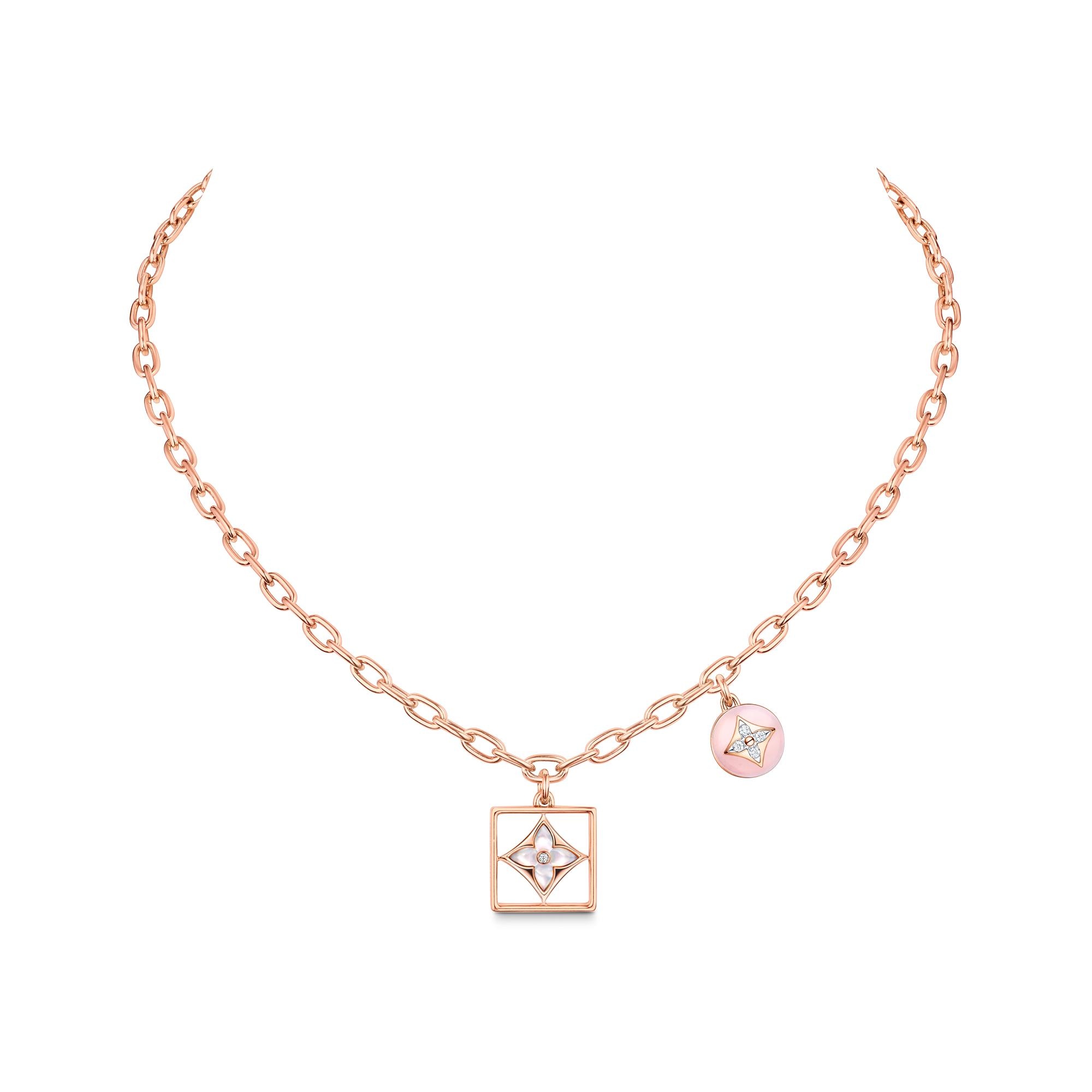 B Blossom Necklace, Pink Gold, White Gold, Pink Opal, White Mother-Of-Pearl And Diamonds - 3