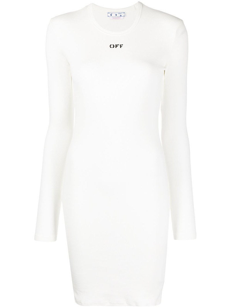 logo-print long-sleeved mini dress 1