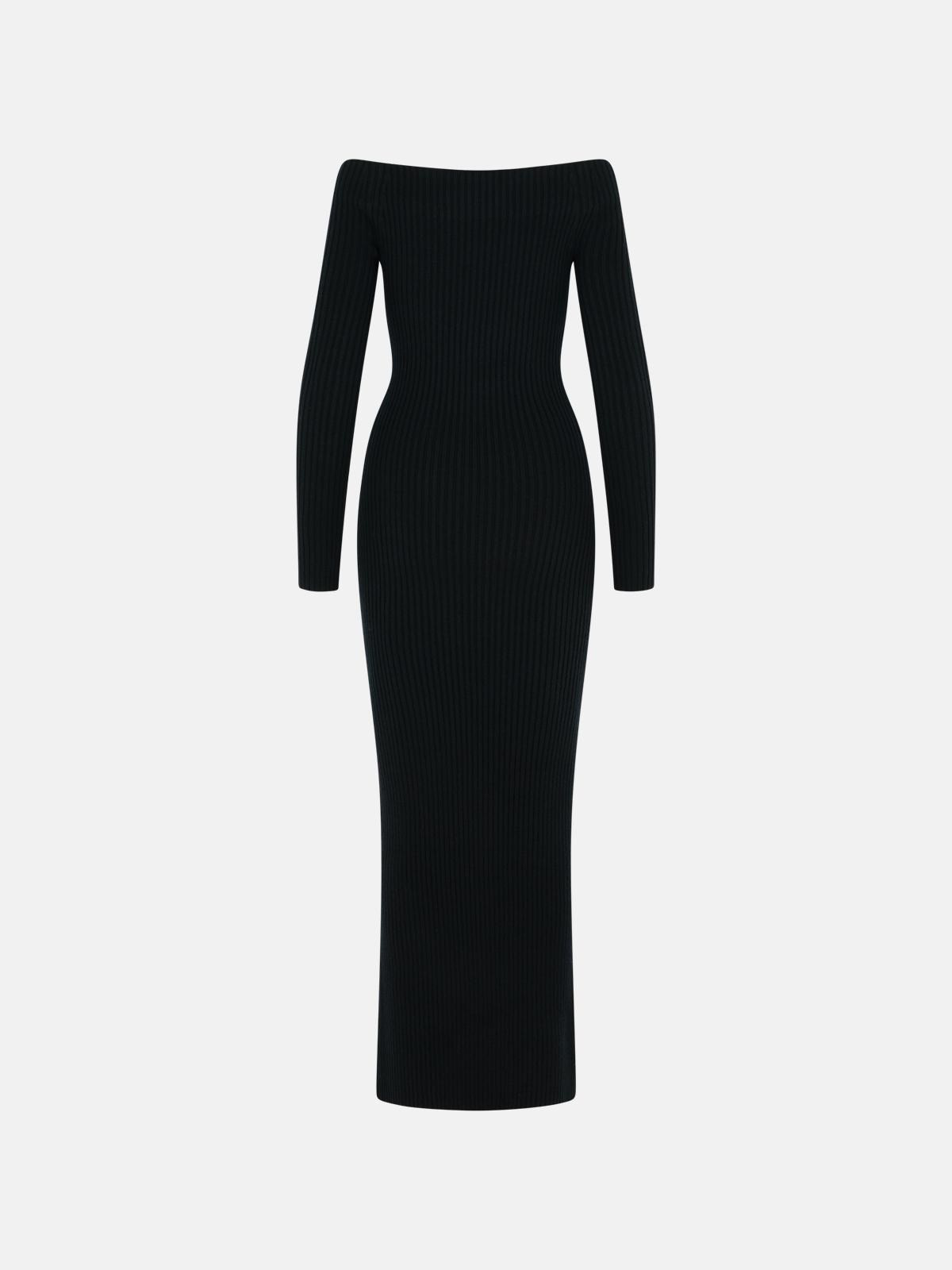 'ARNES 1234' SHEATH DRESS IN BLACK WOOL AND CACHEMIRE - 3