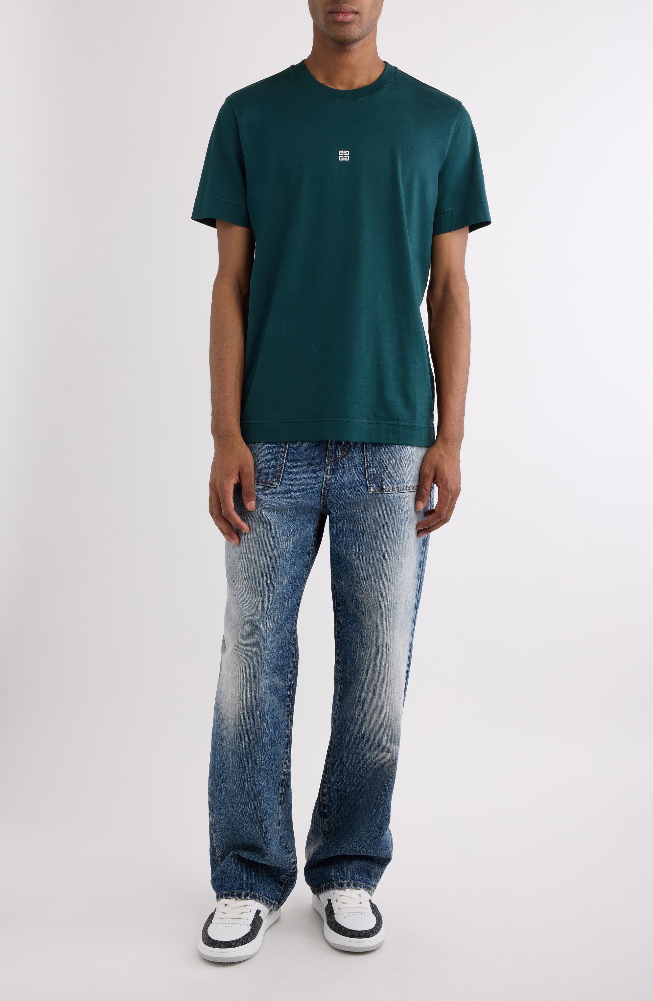 Givenchy Slim Fit 4G Embroidered Cotton T-Shirt in 302-Fir Green at Nordstrom - 2