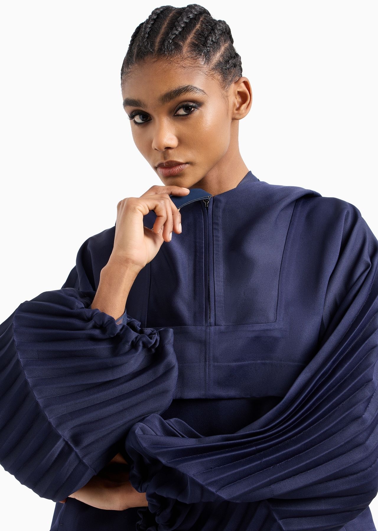 Technical gabardine sweatshirt with pleated sleeves - 5
