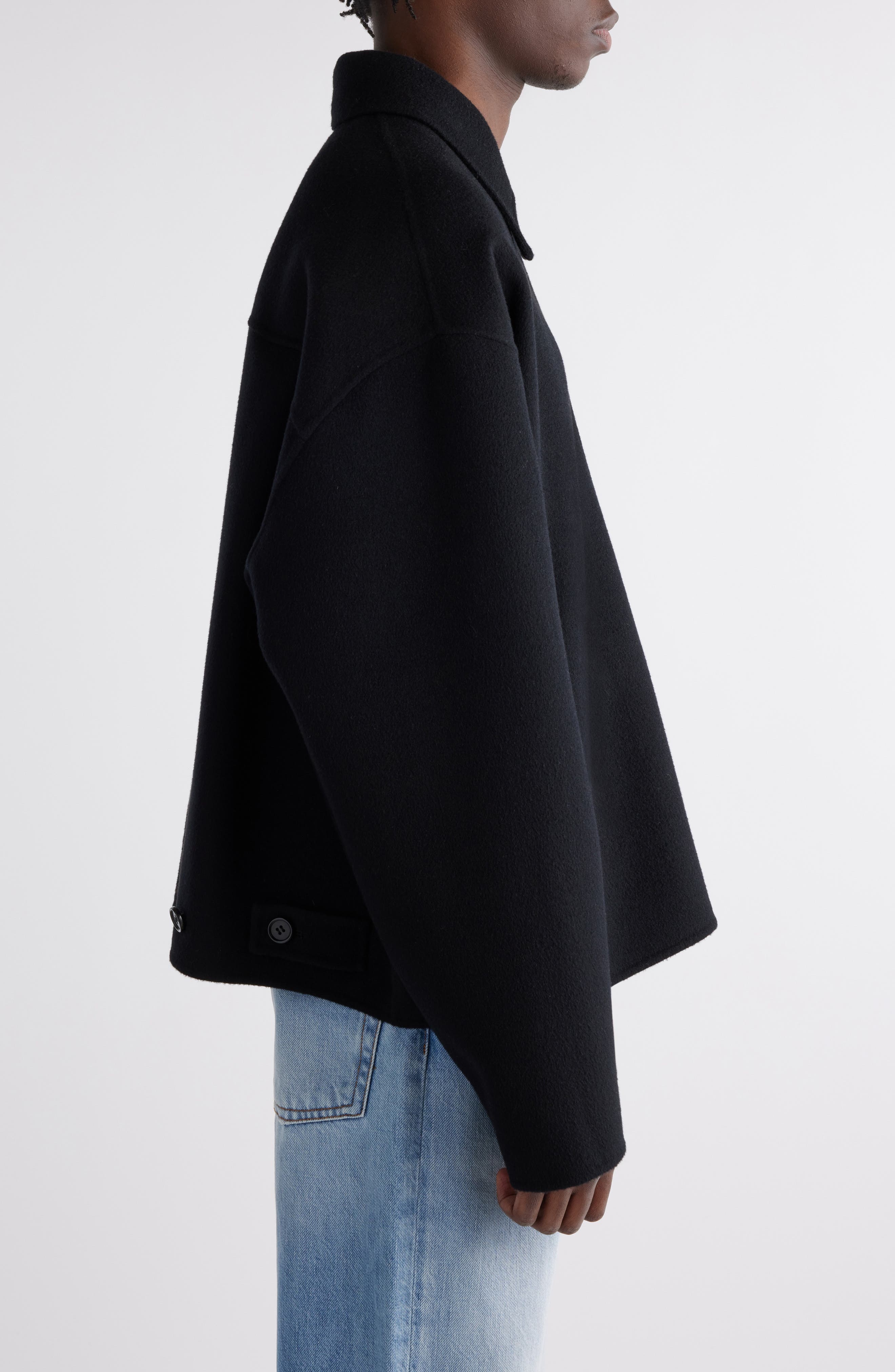 Acne Studios Relaxed Fit Double Face Wool Jacket in Black at Nordstrom - 4