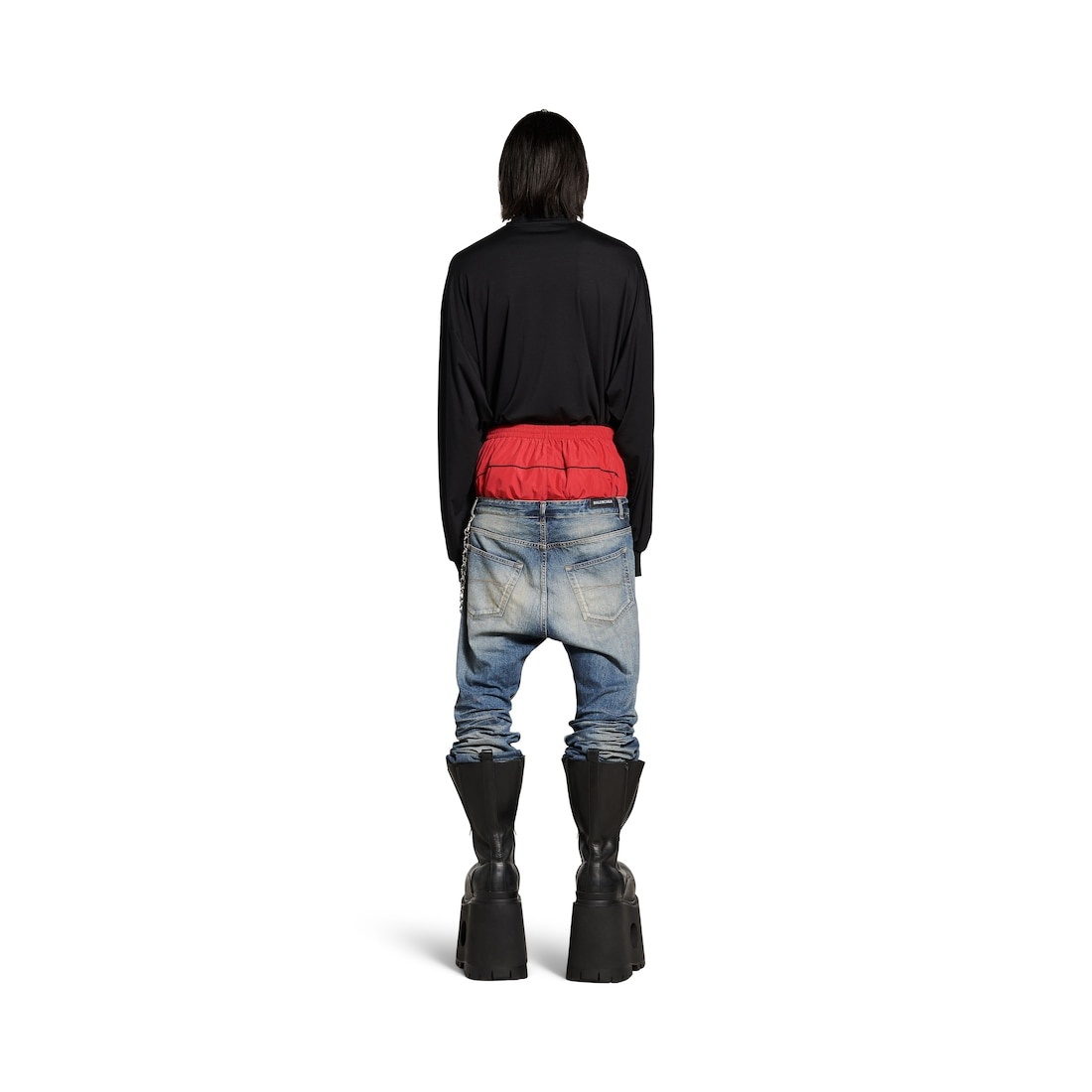 Men's Layered Jeans in Black - 4