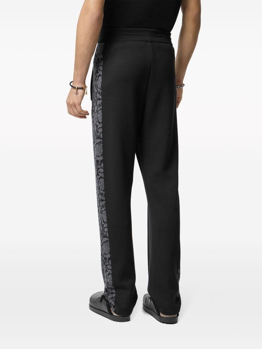 patterned-jacquard straight-leg trousers - 4