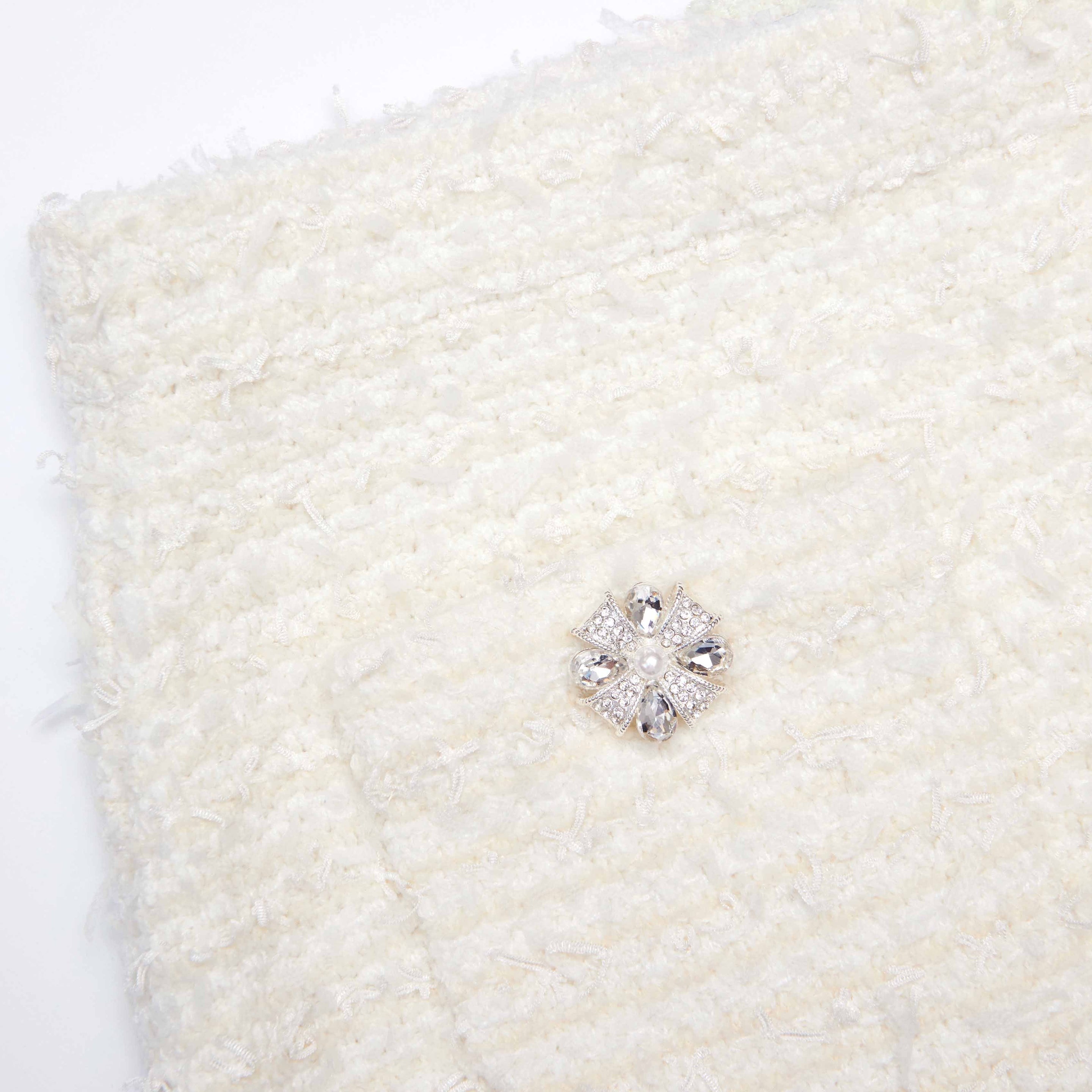Cream Textured Knit Mini Skirt - 5