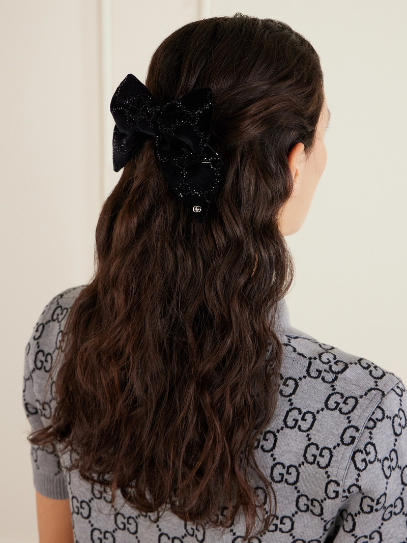 GUCCI Crystal-embellished Cotton-blend Velvet Hair Clip outlook