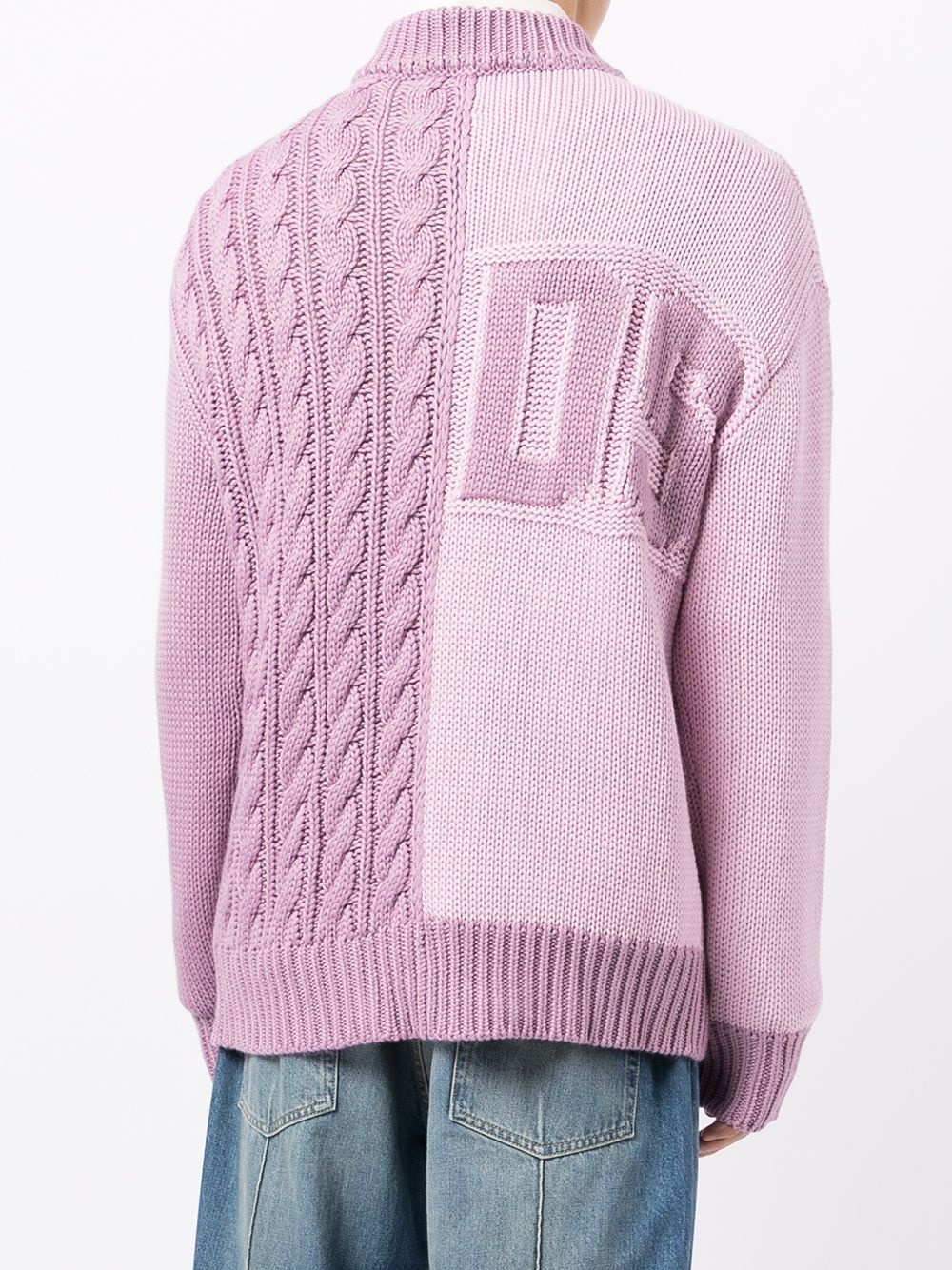 logo-printed cable-knit jumper - 4