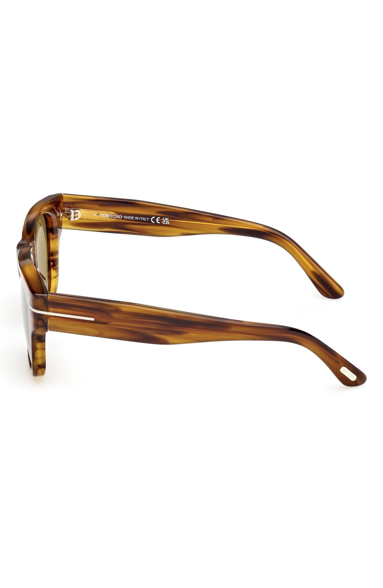 TOM FORD 53mm Square Sunglasses in Striped Brown Honey /Green at Nordstrom - 4