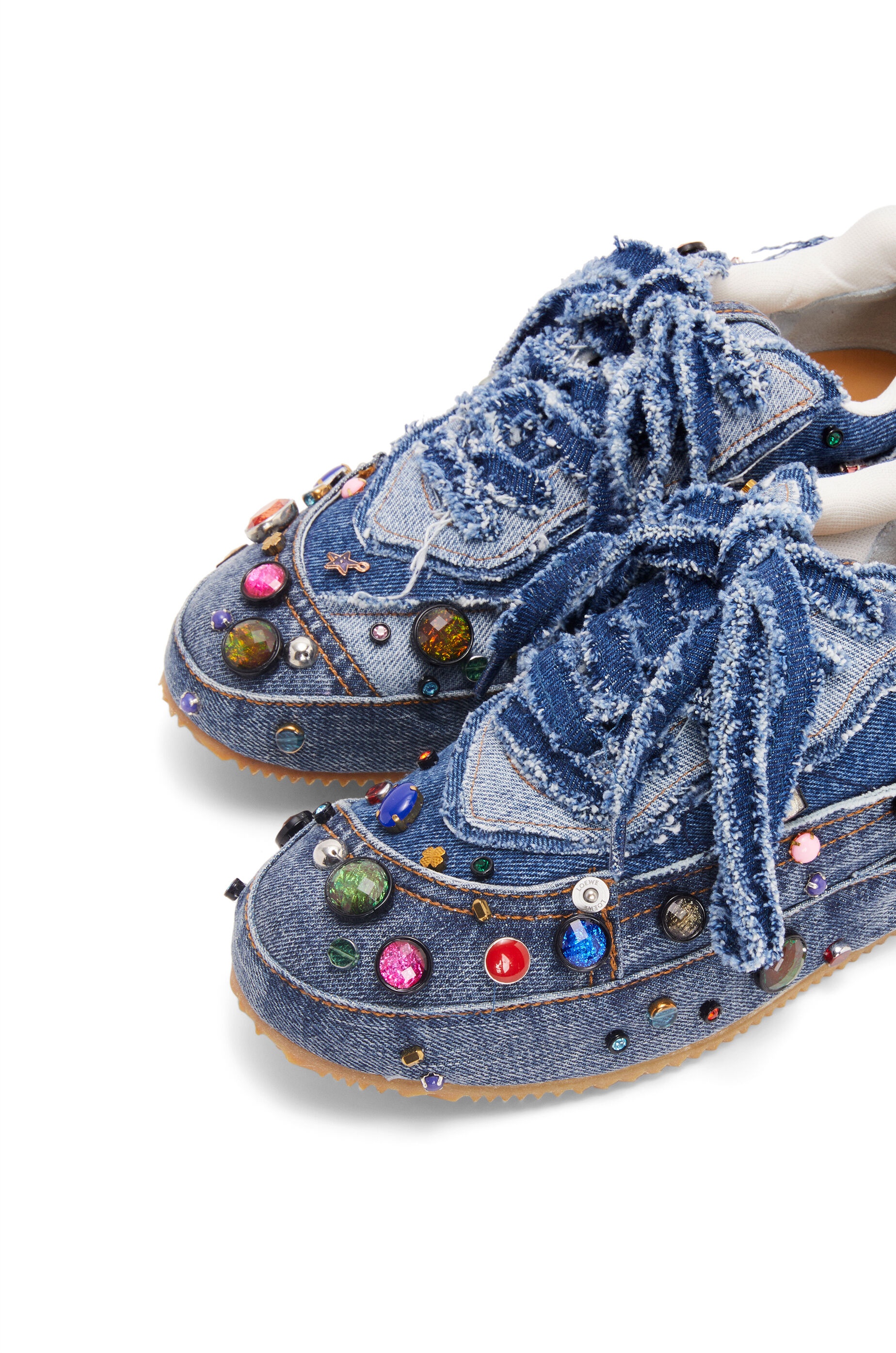 Embellished deconstructed sneaker in denim - 5