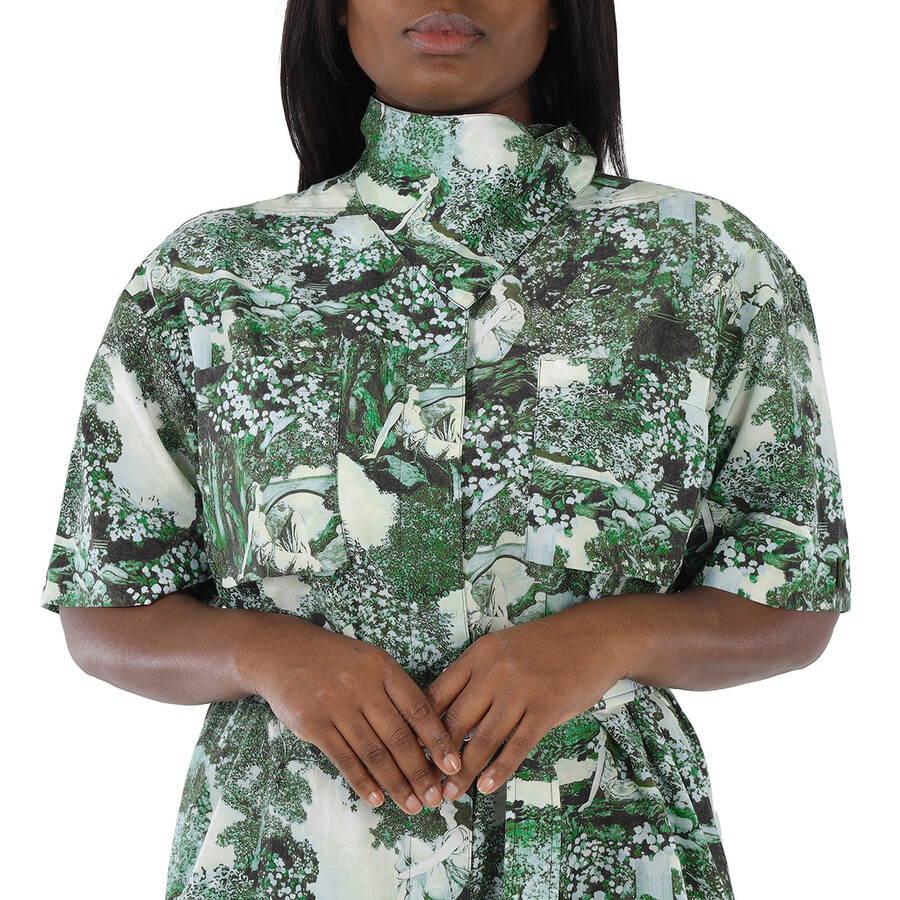Kenzo Ladies Dark Khaki Dreamers Printed Shirt Dress - 6