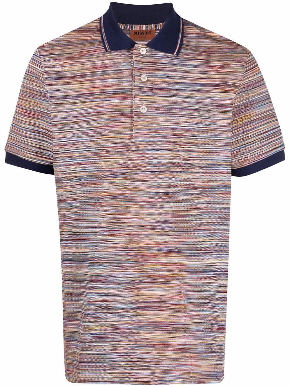 striped short sleeve polo top - 1