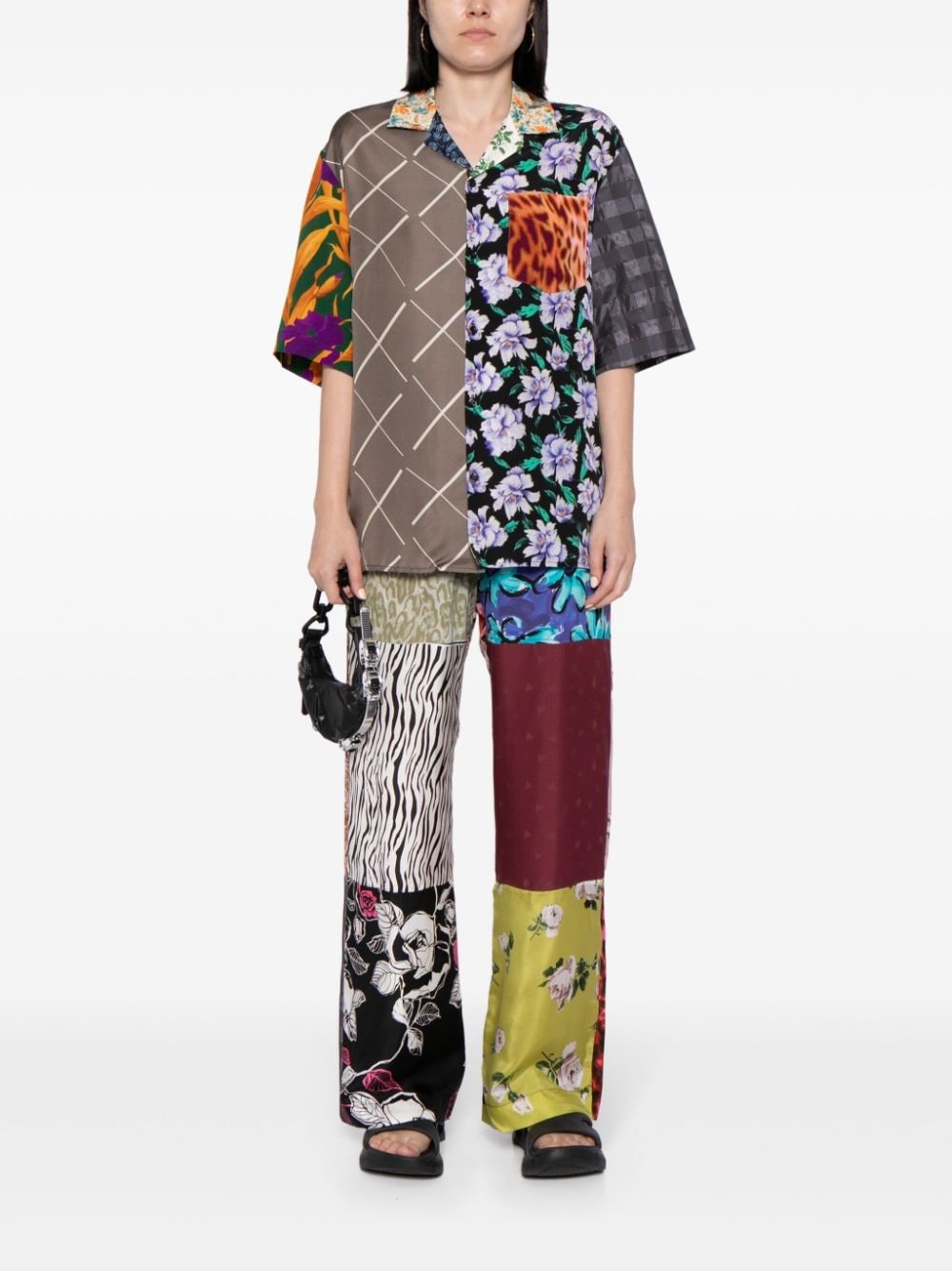 Regenerated colour-block silk shirt - 2