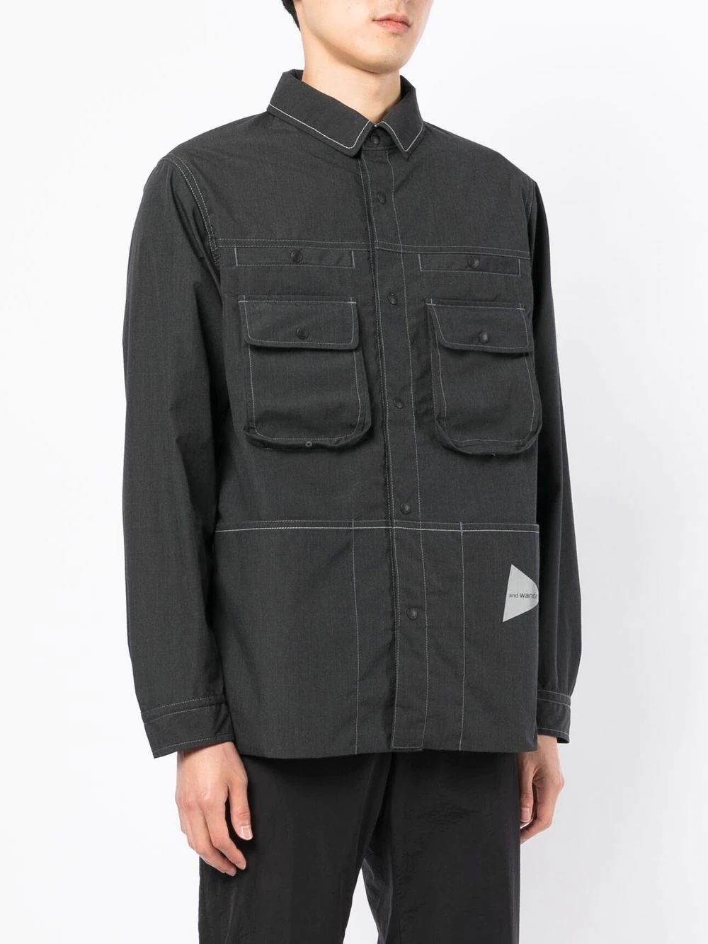 logo-print shirt jacket - 3
