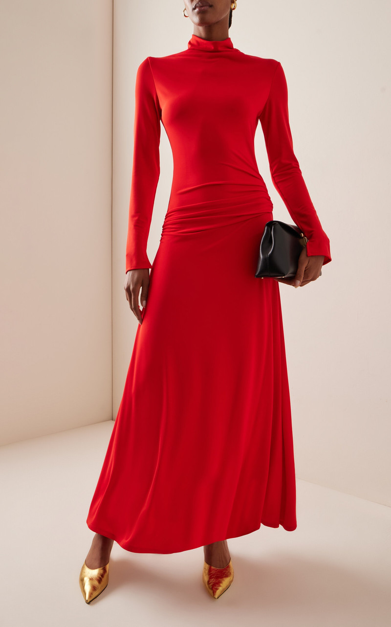 SIMKHAI Ferrera Midi Dress red outlook